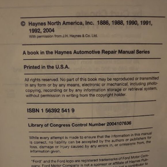 HAYNES 1969 THRU 1991FORD HAYNES REPAIR MANUAL IN VERY GOOD CONDITION - Picture 6 of 8